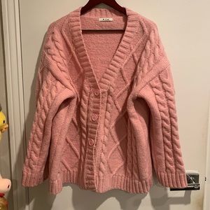 Patterned-Knit Button-Down Longline Cardigan